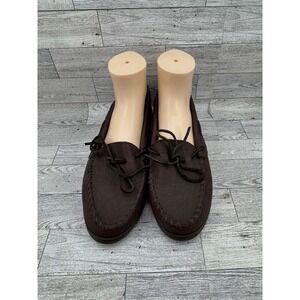 Minnetonka Moccasin Shoes Dark Brown Leather Slip On Moc Toe Men Size 10